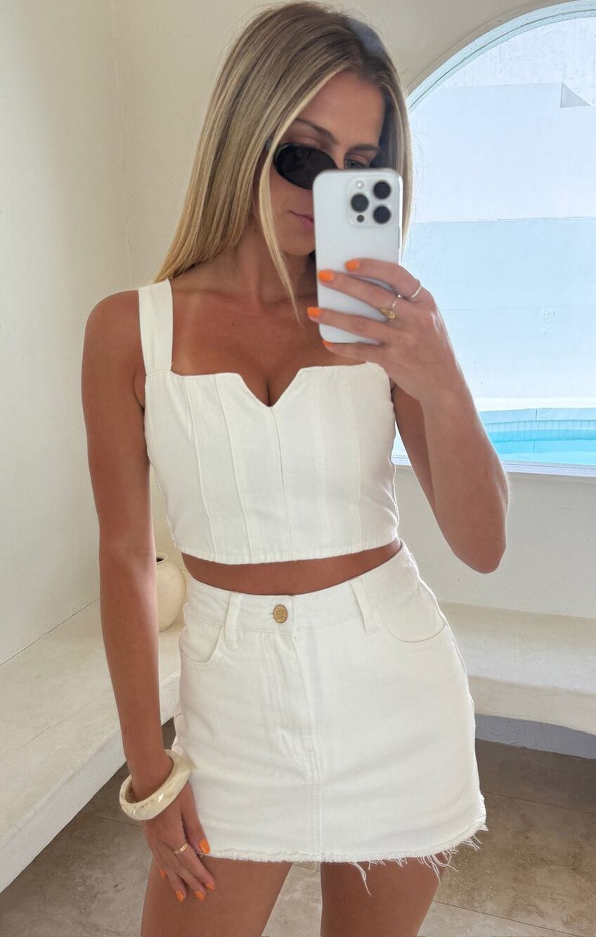 Show Me Your Mumu Statesboro White Denim Skort Seasalt White 25